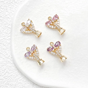 Pendentif nœud plaqué or 18k avec zircon et perles pour création de bijoux DIY