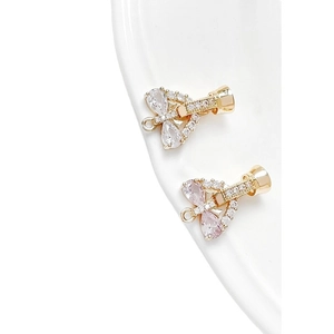 Fermoirs magnétiques nœud plaqués or 18k avec zircons pour la création de bijoux DIY