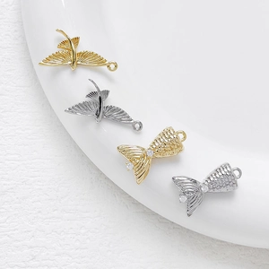 14k vergoldete Meerjungfrauenschwanz- und Vogelanhänger mit Zirkonia für DIY-Schmuck