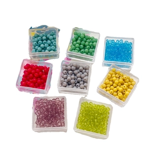 8-color 4mm frosted glass bead set for DIY jewelry making in clear storage boxes