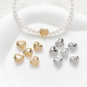 14k gold plated heart spacer beads for DIY jewelry with beaded texture edge