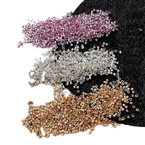 Japanese glass bugle beads in pink, silver, and gold for DIY jewelry and crafts