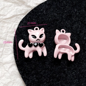 Rosa Katzenanhänger für DIY-Schmuck, 21 mm x 25 mm mit Herz-Halsband und Gravur