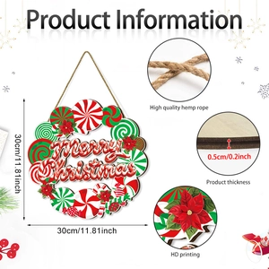 Détails d'une plaque de Noël en bois de 30cm avec corde, épaisseur et impression HD nette