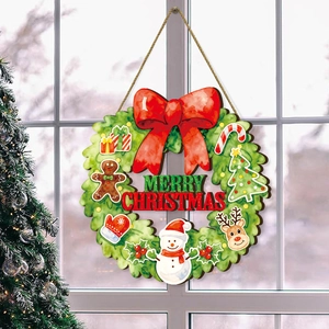 Plaque De Porte Suspendue En Bois Joyeux Noël Bonhomme De Pain Épices Père Noël Bonhomme De Neige Décoration Murale De Fête Maison