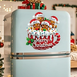 Customized Christmas gingerbread man decals for fridge decoration with Merry Christmas text