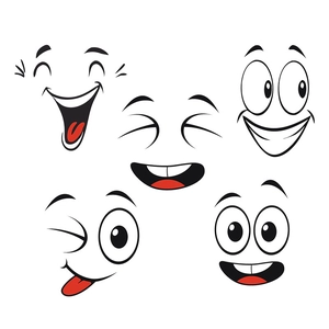 Funny cartoon PVC stickers featuring five cute exaggerated expressions for home decor