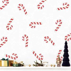 Stickers Muraux Sucre d'Orge de Noël PVC Autocollant Décalcomanies Fenêtre Rayures Rouges Blanches Décoration Fête Maison