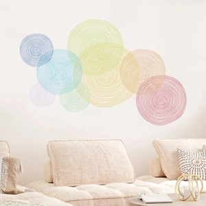 Bohemian colorful circle wall stickers for living room with geometric abstract PVC design