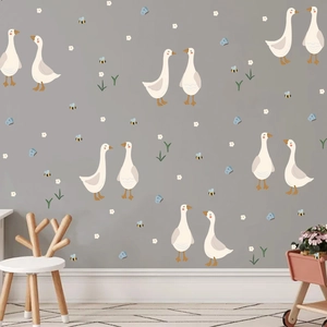 Bohemian duck and bumblebee wall stickers set for nursery wall decor and children rooms