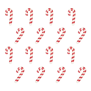 Lot de 16 autocollants de Noël en forme de cannes de bonbon rouge et blanc en grille 4x4