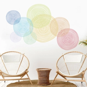 Boho colorful concentric circle wall decals with abstract geometric PVC stickers for decor