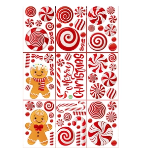 Gingerbread man and candy cane PVC Christmas window stickers with Merry Christmas text