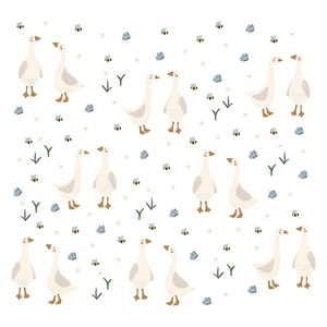 Bohemian style PVC wall stickers with cute duck and floral pattern for kids nursery