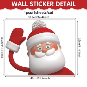 Detailed size specifications for cartoon Santa Claus PVC window sticker decal 40x30cm