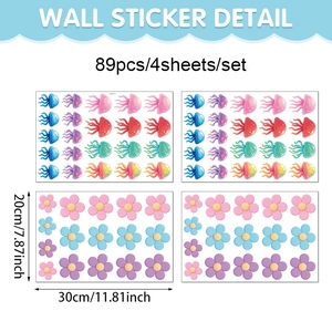 Lot de 4 planches de 89 stickers avec méduses colorées et motifs floraux bohèmes