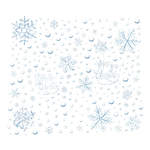 Blaue Aquarell Schneeflocken und Weihnachts Fensterbilder mit Hello Winter Schrift