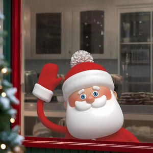 Christmas Santa Claus Window Stickers Static Cling PVC 3D Cartoon Glass Decals For Festive Home Showcase Door Decoration