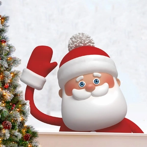 3D cartoon Santa Claus PVC window sticker decal for festive Christmas glass decoration