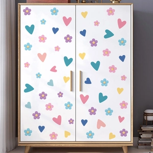 Stickers muraux bohèmes fleurs cœur en PVC pour décoration de chambre d'enfant