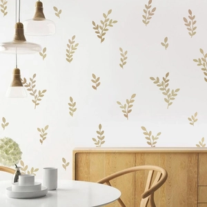 Modern Nordic Eucalyptus Leaf Wall Stickers Set Minimalist Green Gold Botanical PVC Self Adhesive Decals For Home Decor