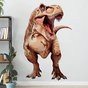 Large T-Rex dinosaur wall sticker in realistic 3D design for kids bedroom decoration