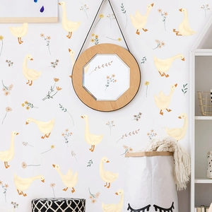 Stickers muraux bohèmes canards et fleurs pour une décoration de chambre d'enfant