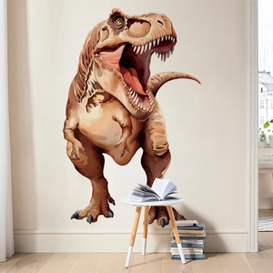 Realistic Dinosaur Tyrannosaurus Rex Wall Sticker Large PVC Self Adhesive Animal Decal For Kids Room Bedroom Nursery Home Decor