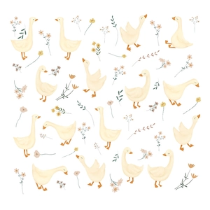 Stickers muraux oie bohème pour chambre d'enfant avec motifs fleurs et animaux aquarelle
