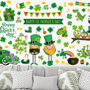 Adesivi murali trifoglio e gnomi di San Patrizio per decorazioni festive
