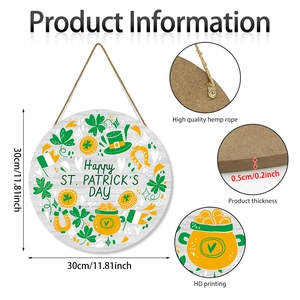 Detail view of 30cm St. Patrick's Day wooden sign showing rope and printing quality
