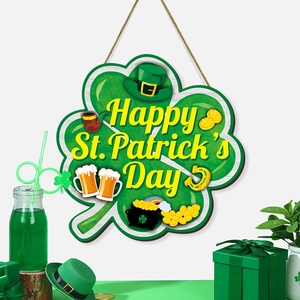 St. Patrick's Day wooden clover welcome sign for door and home festive party wall decor