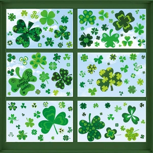 St. Patrick's Day Fensterbilder mit grünen Kleeblättern für Glasdekorationen