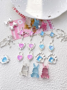 Detailed assortment of resin bunny and heart-shaped charms for DIY jewelry making
