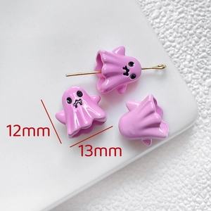 Macro detail of 12mm x 13mm pink ghost charm showing glossy finish and DIY dimensions