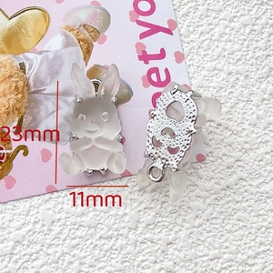 Macro view showing 23mm x 11mm jelly bunny pendant with matte resin and metal base