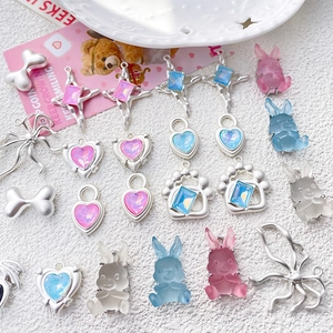 Sweet Cute Alloy Resin Bunny Heart Cross Star Pendants For DIY Necklace Bracelet Earring Jewelry Making Accessories