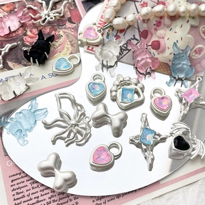 DIY jewelry charms kit with resin rabbits, heart opals and star pendants for accessories