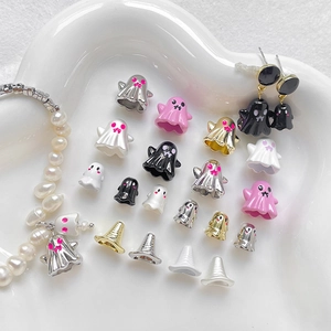 Halloween Zinc Alloy Enamel Ghost Beads For DIY Jewelry Spooky Cartoon Ghost Charms For Bracelet Necklace Phone Chain Making Accessories