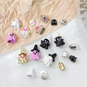 Cute Halloween ghost beads in colorful finishes with wizard hats for DIY jewelry crafting