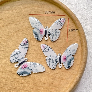 Detail showing butterfly charms with Chinese calligraphy and ink painting patterns
