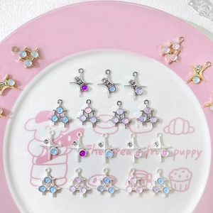 Ins Süße Legierung Sternenhimmel Stern Kreuz Anhänger Für DIY Schmuckherstellung Gold Silber Plattiert Zirkonia Harz Charms Halskette Zubehör
