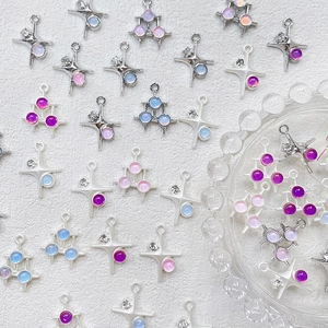 Stern- und Stein-Legierungsanhänger mit Katzenaugensteinen für DIY-Schmuck in verschiedenen Farben