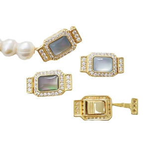 Fermoir perle plaqué or avec incrustation de nacre et zircons pour la bijouterie