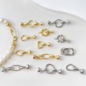 Fermoirs de collier en perles plaqués or 14 carats pour la création de bijoux DIY variés