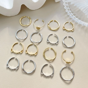 DIY 18K Gold Plated Copper Open Adjustable Ring Base For Jewelry Making Findings With Artificial Pearl Peg Cat Ear Design For Women