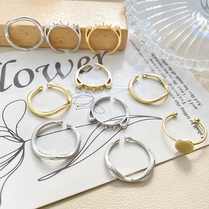 Adjustable 14k gold and silver plated ring bases with settings for DIY jewelry making