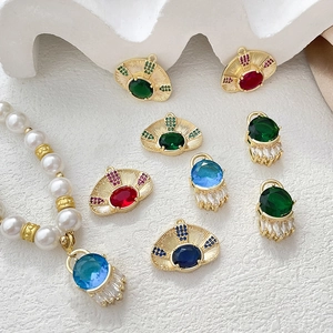 Gold plated evil eye charms with colorful zircon crystals for DIY jewelry making