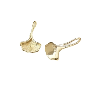 Elegant 14k gold plated ginkgo leaf earrings in S925 sterling silver with vein details