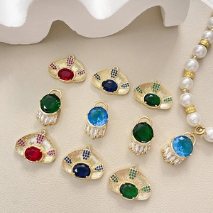 Gold-plated Evil Eye charms with colorful zircons for DIY jewelry making sets